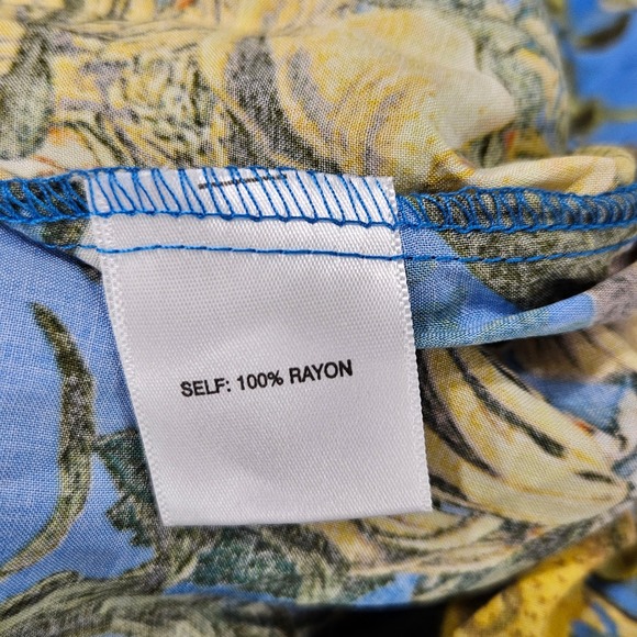 Rose + Olive Womens Blue Lemon Floral Tassel V-Neck Flutter Sleeve Blouse Large - Picture 8 of 10